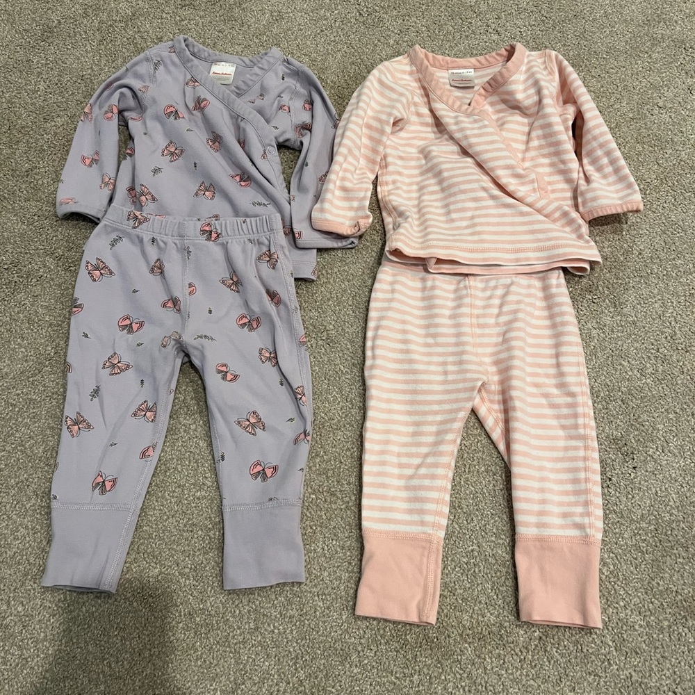 Lot of 2 Hannah Andersson wrap and snap pajama sets
